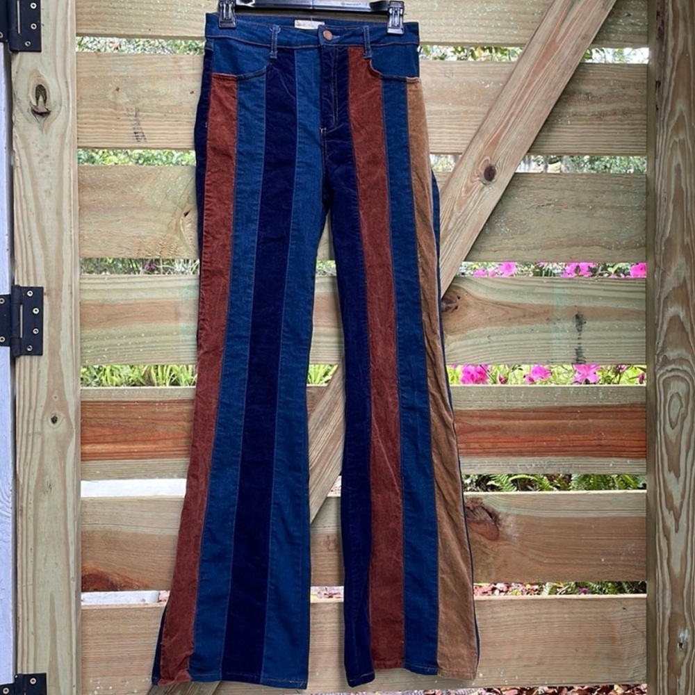 Striped Groovy Flare Pants Denim & Velvet